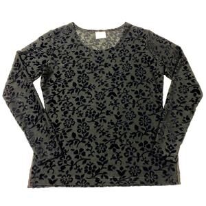 y2k Womens Sheer Floral Top Velour Velvet Burnout Whimsigoth Fairy Grunge Medium